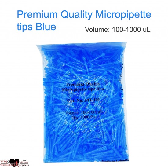 Micropipette Blue Tips 100-1000uL. 1000Pcs Per Bag. PLASTILAB