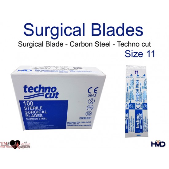 Surgical Blade Carbon Steel Techno cut Size 11. 100 Pcs / Box