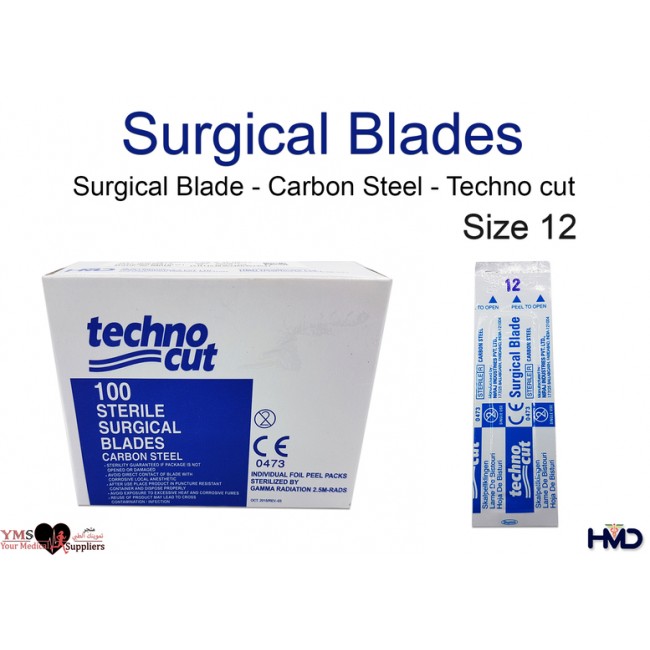 Surgical Blade Carbon Steel Techno cut Size 12. 100 Pcs / Box Surgical Blade Carbon Steel Techno cut Size 12. 100 Pcs / Box