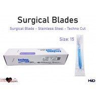 Surgical Blade Stainless Steel Techno cut Size 15. 10 Pcs / Box