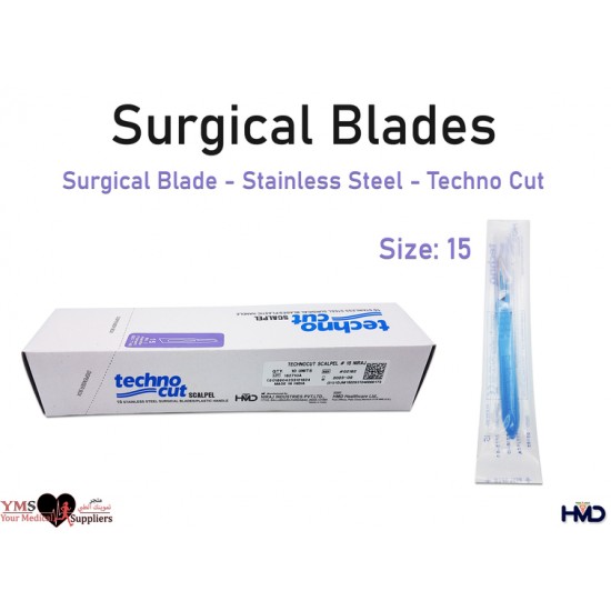 Surgical Blade Stainless Steel Techno cut Size 15. 10 Pcs / Box