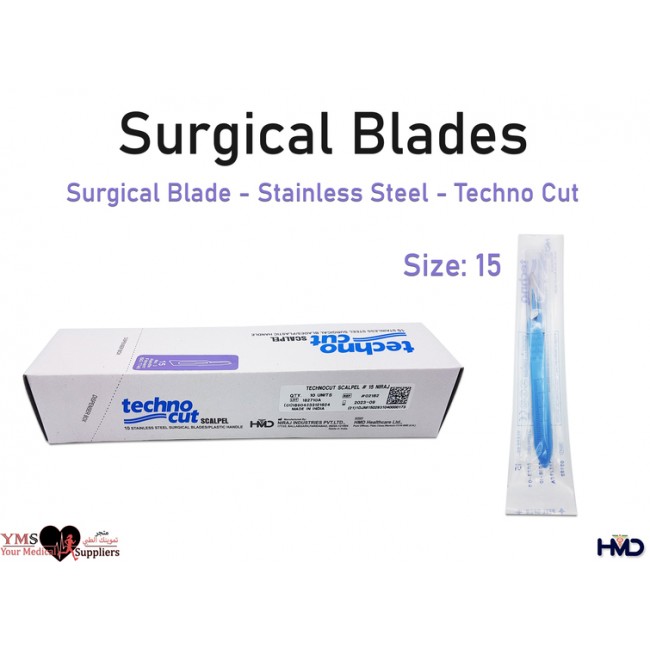 Surgical Blade Stainless Steel Techno cut Size 15. 10 Pcs / Box Surgical Blade Stainless Steel Techno cut Size 15. 10 Pcs / Box