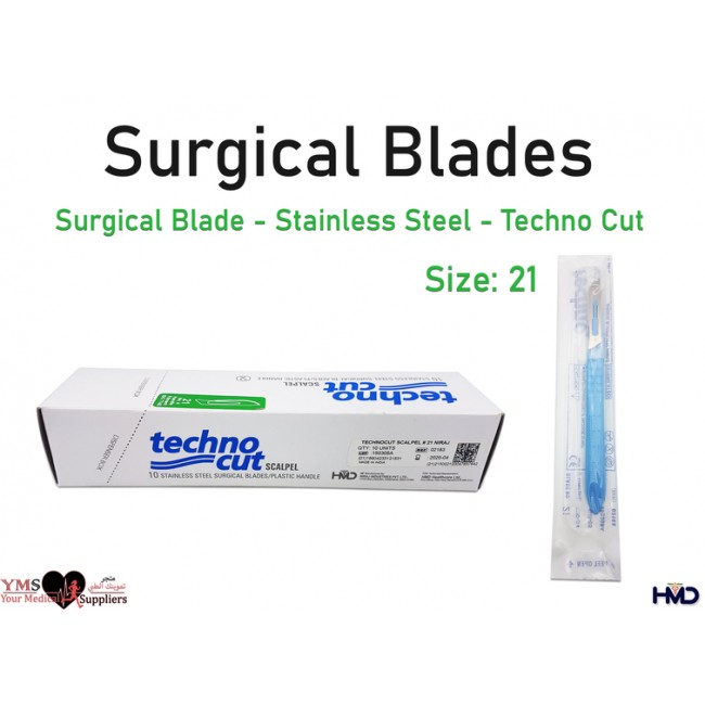 Surgical Blade Stainless Steel Techno cut Size 21. 10 Pcs / Box Surgical Blade Stainless Steel Techno cut Size 21. 10 Pcs / Box