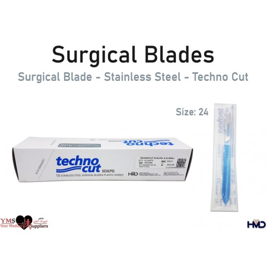 Surgical Blade Stainless Steel Techno cut Size 24. 10 Pcs / Box