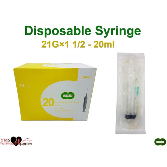 Disposable Syringe 21 G × 1.5 - 20 mL x 50 Pcs / Box