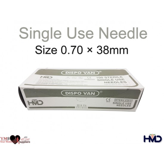 Single Use Needle Size 0.70 × 38 mm. 100 Pcs / Box