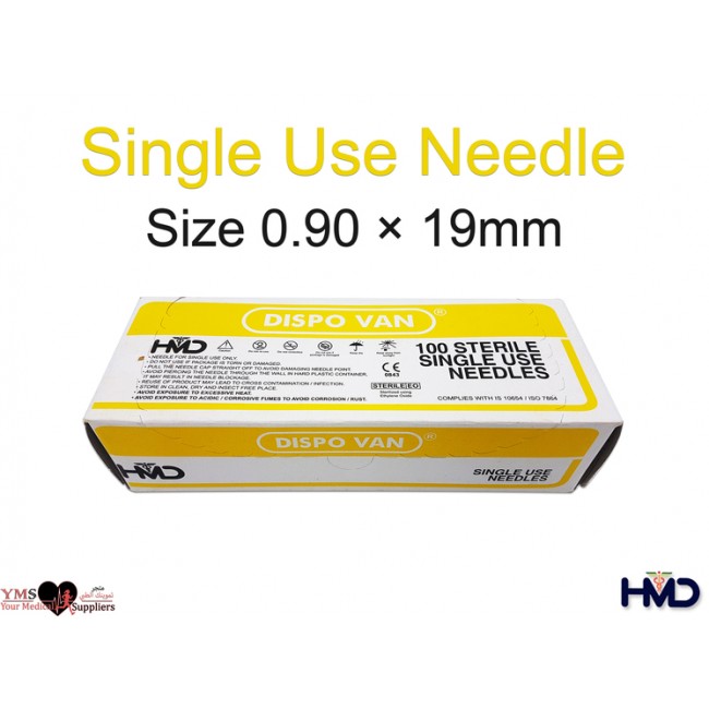 Single Use Needle Size 0.90 × 19 mm. 100 Pcs / Box