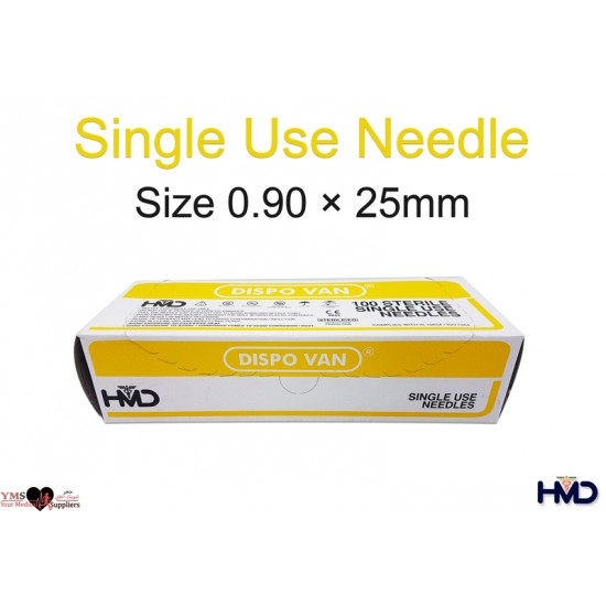 Single Use Needle Size 0.90 × 25 mm. 100 Pcs / Box
