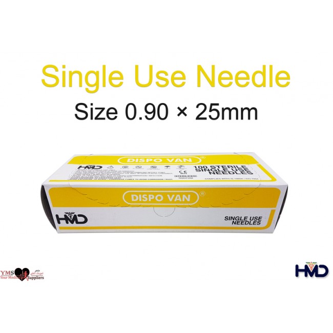 Single Use Needle Size 0.90 × 25 mm. 100 Pcs / Box