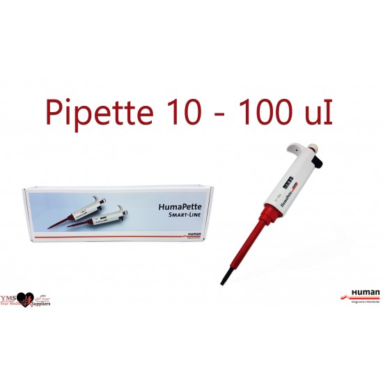 One Channel Adjustable Automatic Pipette 10-100uL. Human Diagnostics