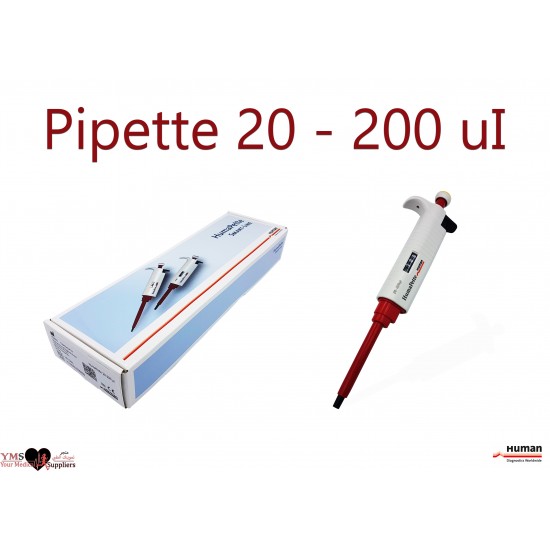 One Channel Adjustable Automatic Pipette 20-200uL. Human Diagnostics