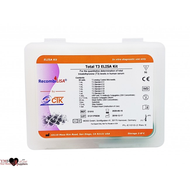Total T3 ELISA Kit 96Test Per Kit. CTK Diagnostics